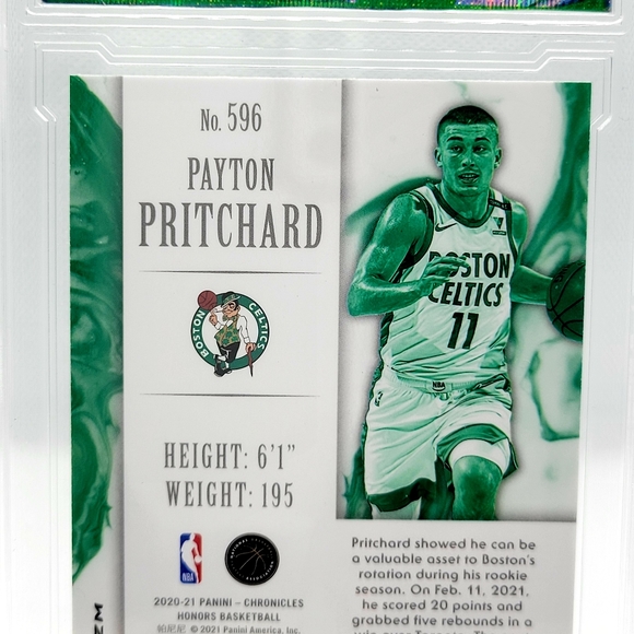 2020-21 CHRONICLES HONORS PAYTON PRITCHARD #596 ROOKIE RC SILVER PRIZM PGX 10 - Picture 6 of 7